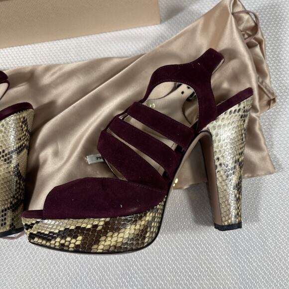 Prada Suede And Snakeskin Heels Sz 36 / US 5.5 w/ Dust Bag & Box - Picture 4 of 16